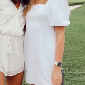 Abercrombie White Puff Sleeve Mini Dress